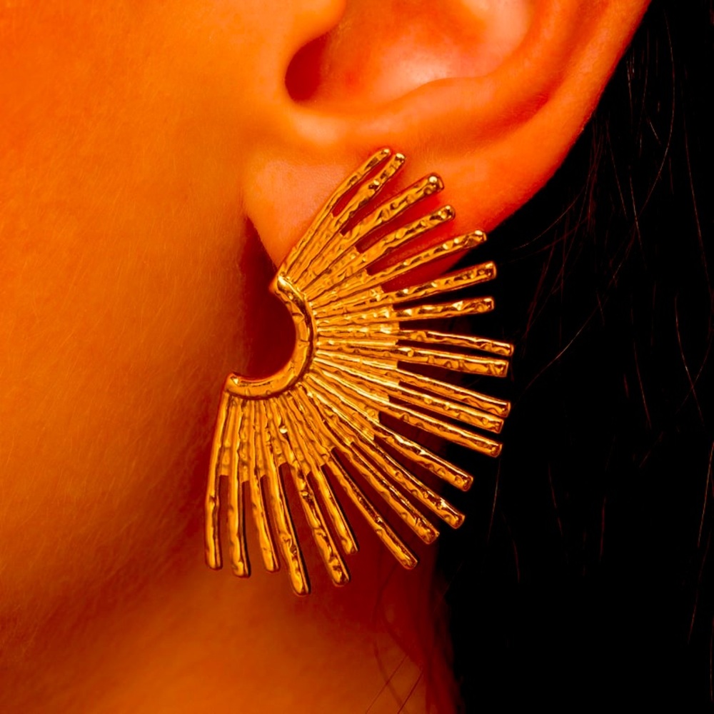 Sun Burst Fan Fare Statement Earrings